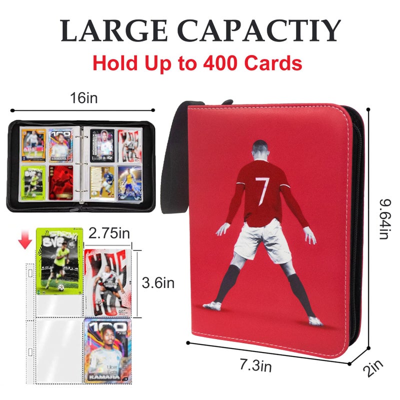 WTVIDAS Soccer Card Binder 400 Pockets for Soccer Trading Cards Collectors Portable Waterproof Card Storage Book with Removable Clear Sleeves Compatible with Soccer Cards 2025-26 - Image 3